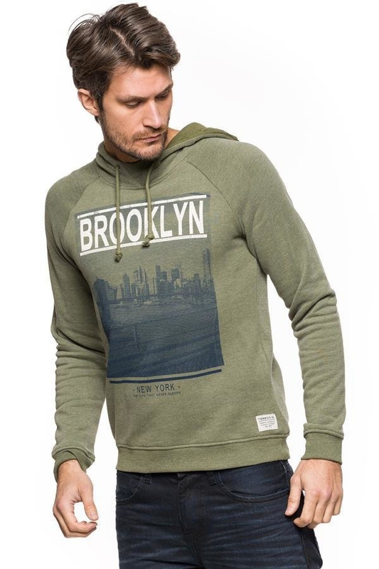 TOM TAILOR CITY PRINT HOODY OAK LEAF GREEN 2529676.00.12 COL. 7512