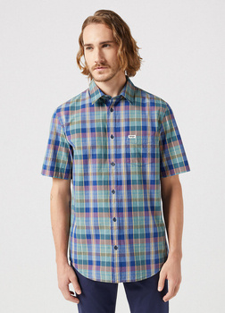 WRANGLER SS 1 PKT SHIRT MĘSKA KOSZULA W KRATĘ KRATA BLUE MADARAS 112350503 W5K0016831