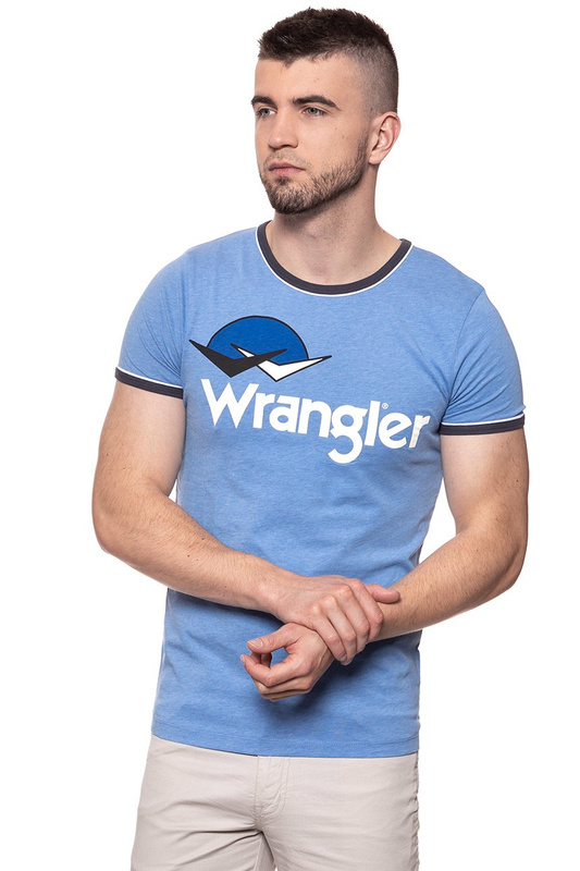 KOSZULKA WRANGLER RINGER LOGO TEE RIVIERA BLUE W7B45FQ7S 112131478