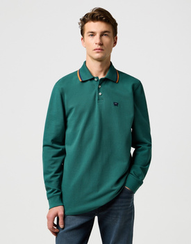 MESKA KOSZULKA POLO  WRANGLER LS POLO SHIRT BISTRO GREEN 112371507