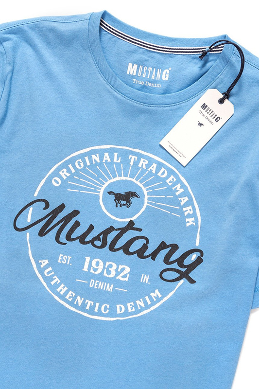 MUSTANG T SHIRT Logo Crack Tee HERITAGE BLUE 1007613 5092