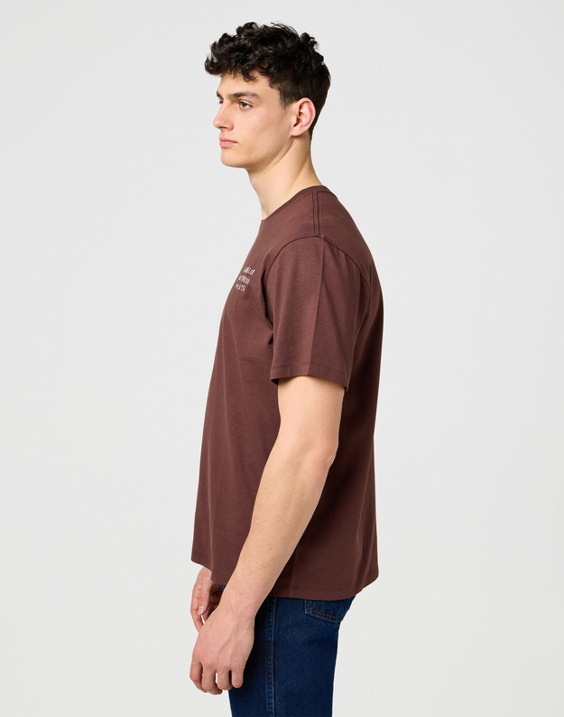 MESKA KOSZULKA WRANGLER EMBROIDERY TEE MAHOGANY 112371490