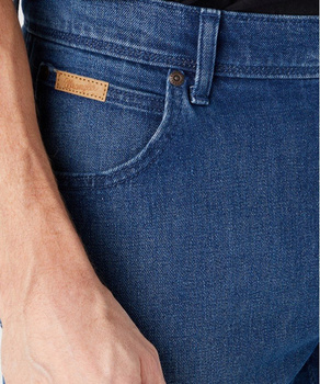 WRANGLER TEXAS MĘSKIE SPODNIE JEANSOWE JEANSY DZWONY LEON BLUE W121AG42B 112329006