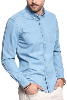 KOSZULA JEANSOWA MĘSKA WRANGLER L/S 1PKT BUTTON-DOWN LIGHT INDIGO W58838S4E 112129622