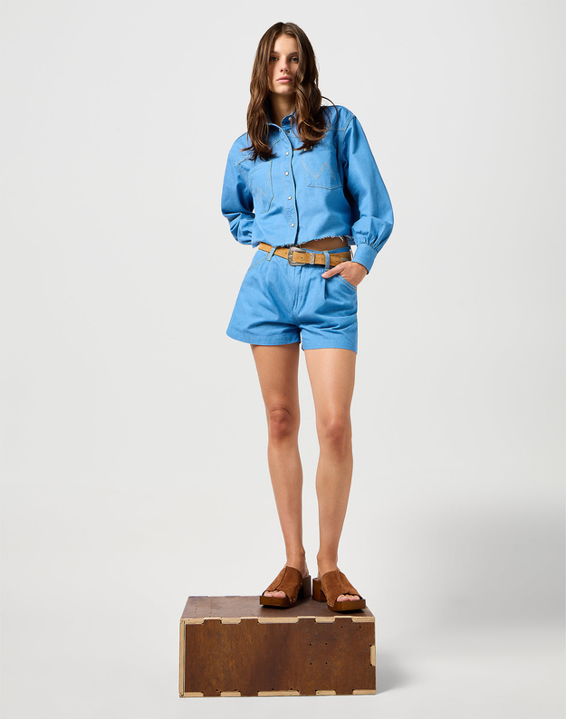 DAMSKA KOSZULA JEANSOWA WRANGLER CUT OFF SHIRT COTTON CANDY BLUE 112362980