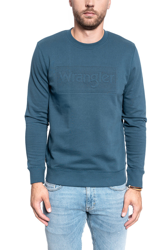 BLUZA MĘSKA WRANGLER TONAL LOGO SWEAT DARK BLUE TEAL W6C8-HX-B16 112130710