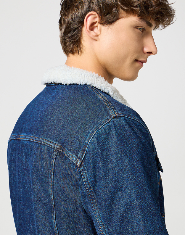 WRANGLER MĘSKA KURTKA JEANSOWA WRANGLER SHERPA JACKET DARK STONE 112356724