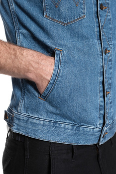 MĘSKI BEZRĘKAWNIK JEANSOWY WRANGLER DENIM VEST BORA BLUE W447Q318F 112128889
