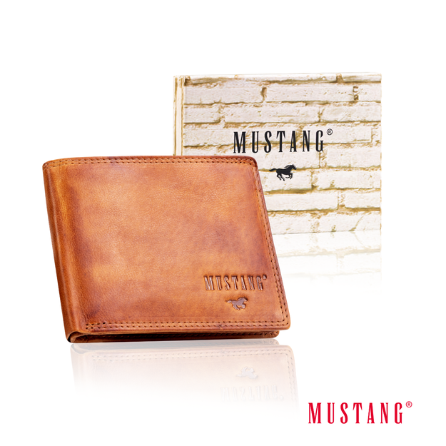 MUSTANG Denimo Wallet Side Opening SKÓRZANY PORTFEL POJEMNY NA KARTY PREMIUM