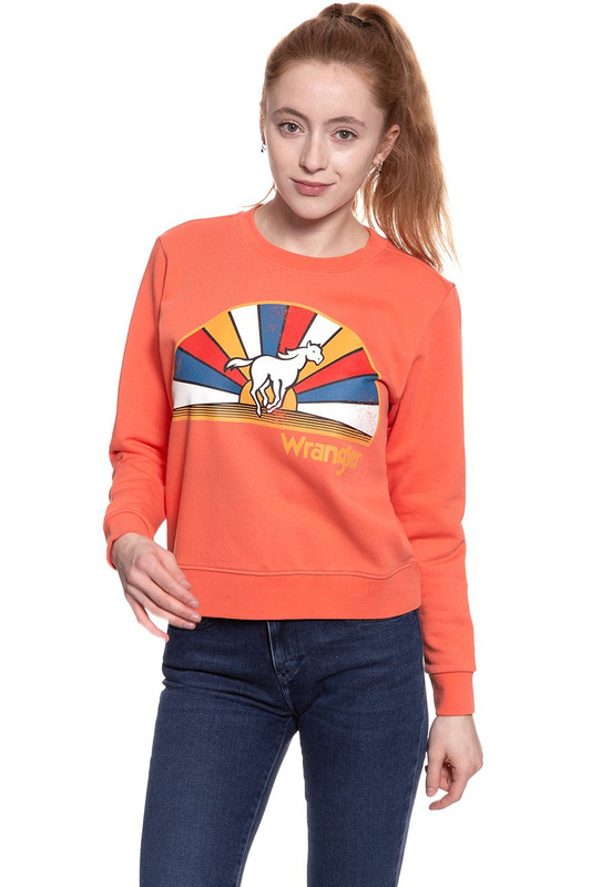 BLUZA WRANGLER DAMSKA REGULAR SWEAT GLOW ORANGE W6077HQ48 112130440