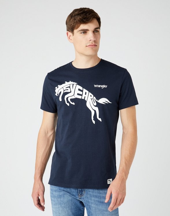 WRANGLER 75TH ANNI TEE LOGO MĘSKA KOSZULKA DARK SAPPHIRE W746EEB08 112146253