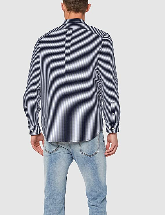 LEE RIVETED SHIRT RELAXED FIT MĘSKA KOSZULA MATERIAŁOWA W PASKI WASHED BLUE L66ITPLR 112116464