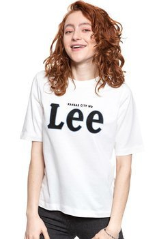 LEE T SHIRT DAMSKI TEE OFF WHITE L43RAIMK 112109738