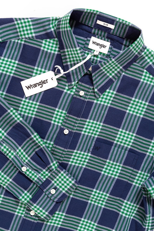 KOSZULA WRANGLER LS 1 PKT SHIRT AMAZON GREEN W5953ORUX 112129787