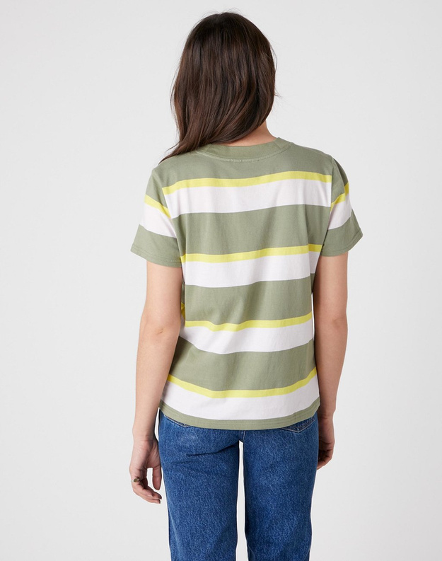 DAMSKI T-SHIRT WRANGLER HIGH RIB REGULAR TEE OIL GREEN W7N9GHG19 112131997