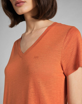 LEE V NECK TEE DAMSKI T-SHIRT KOSZULKA LOGO DESERT ORANGE L41JENOB 112140033