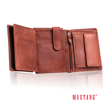 MUSTANG Denimo Wallet Side Opening SKÓRZANY PORTFEL POJEMNY NA KARTY PREMIUM