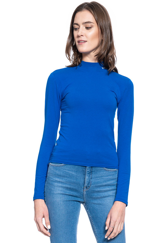 DAMSKA BLUZKA WRANGLER HIGH NECK BABY TEE BLUE W7R1D8X05 112132098