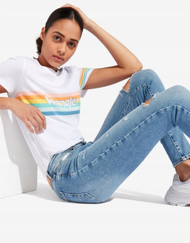 WRANGLER RAINBOW TEE DAMSKI T-SHIRT KOSZULKA Z KRÓTKIM RĘKAWEM WHITE W7N4EV989 112131970