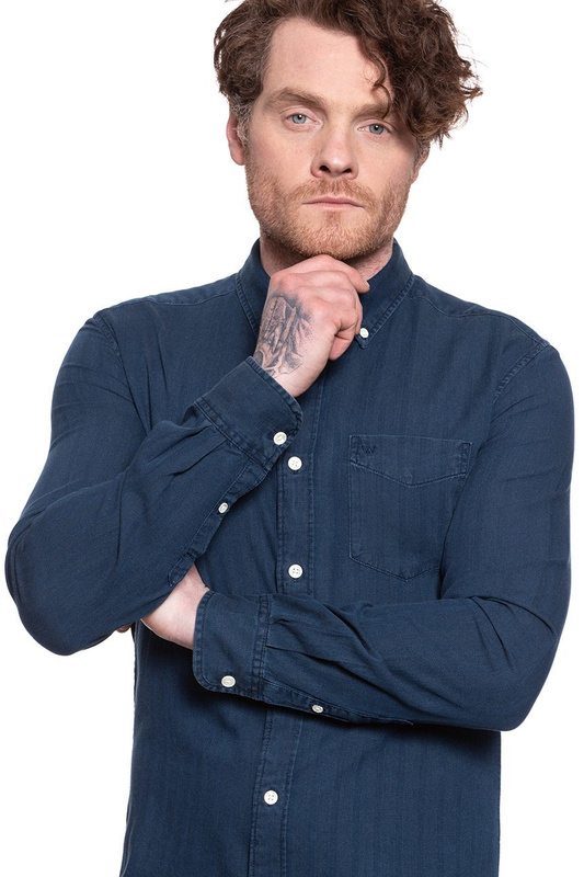 KOSZULA MĘSKA WRANGLER LS 1PKT BDOWN SHIRT INDIGO BLU W5F3B589X 112130130