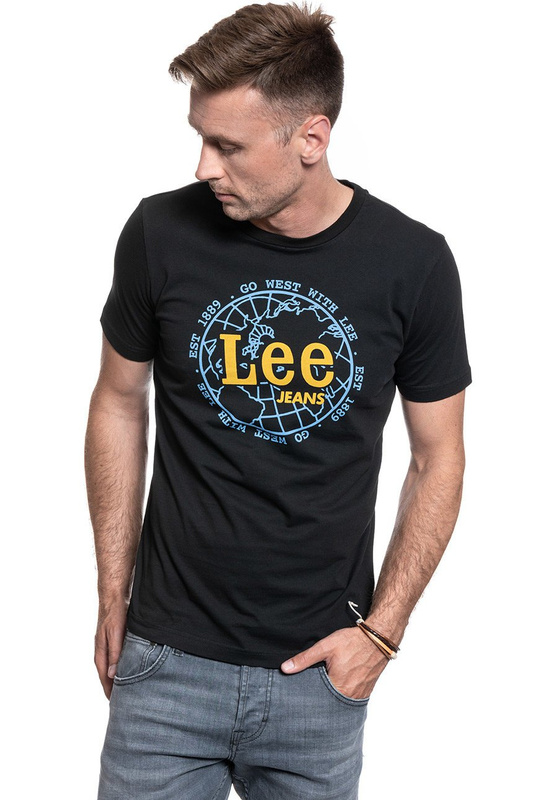 T-SHIRT MĘSKI LEE T SHIRT WORLD TEE BLACK L64BFE01 112115665