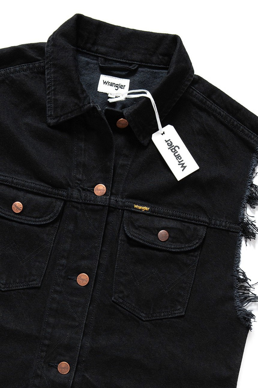 DAMSKA BEZRĘKAWNIK JEANSOWY WRANGLER LONG VEST BLACK W418RJ24Q 112128797