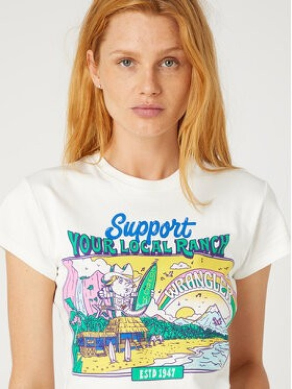WRANGLER DAMSKA KOSZULKA WRANGLER SHRUNKEN BAND TEE WORN WHITE 112332013