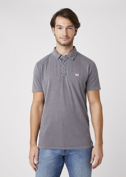 MĘSKI T-SHIRT POLO WRANGLER SS GD POLO TORNADO GREY W7ANDB70C 112131352