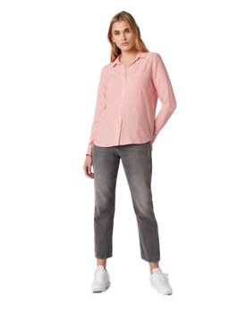 WRANGLER 1PKT STRIPE SHIRT DAMSKA KOSZULA BITTERSWEET RED W5R4TIXBO 112130312