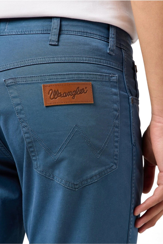 MESKIE SPODNIE WRANGLER TEXAS SLIM DARK DUSTY BLUE 112362471