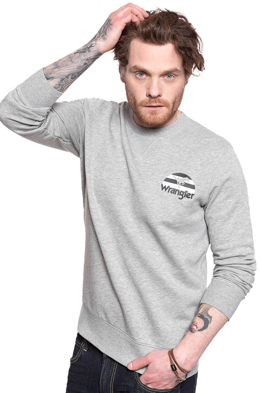 BLUZA WRANGLER CREW SWEAT MID GREY MEL W6M3HAX37 112130743