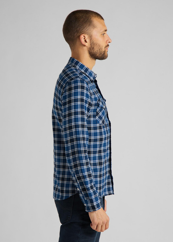 MĘSKA KOSZULA W KRATĘ LEE CLEAN WESTERN SHIRT WASHED BLUE L644RHLR 112115619