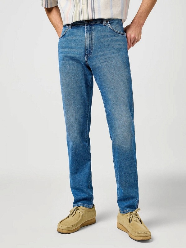 MESKIE SPODNIE WRANGLER RIVER BEDAZZLED BLUE 112364424