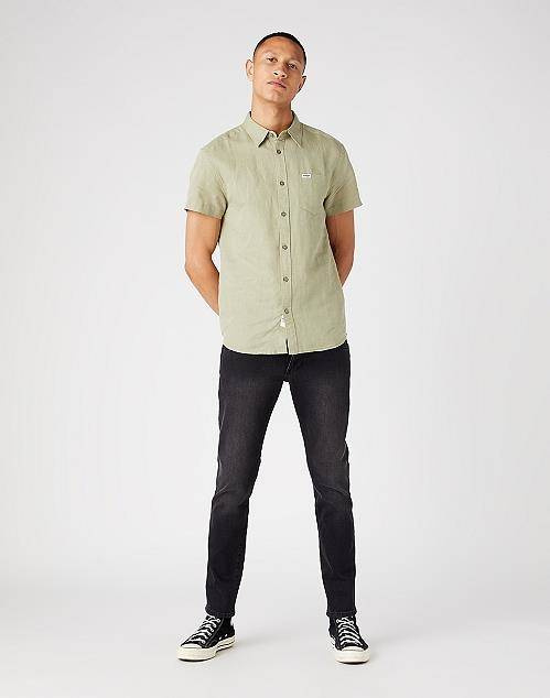 WRANGLER SS 1 PKT SHIRT MĘSKA KOSZULA KRÓTKI RĘKAW TEA LEAF W5J1LOG15 112146130