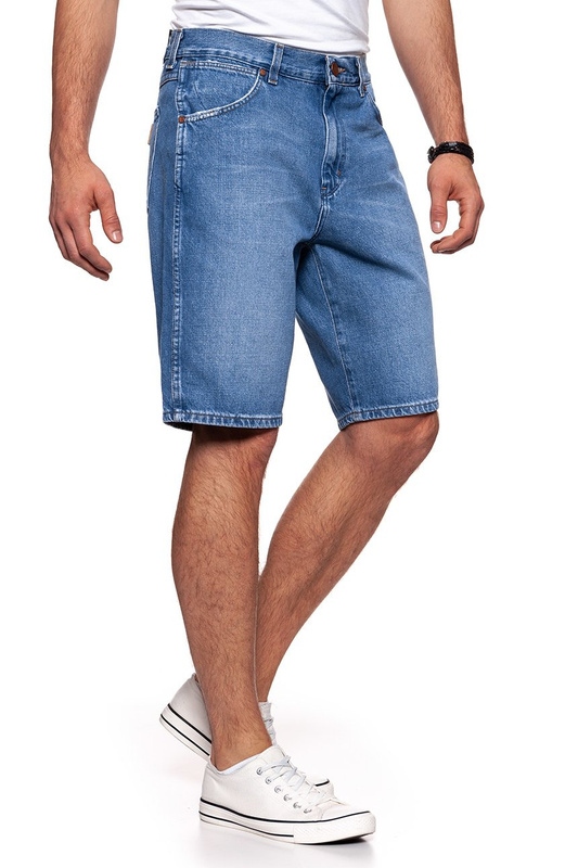 KRÓTKIE SPODENKI WRANGLER DENIM SHORT B&Y FLAG BLUE W14CGX122 112126592