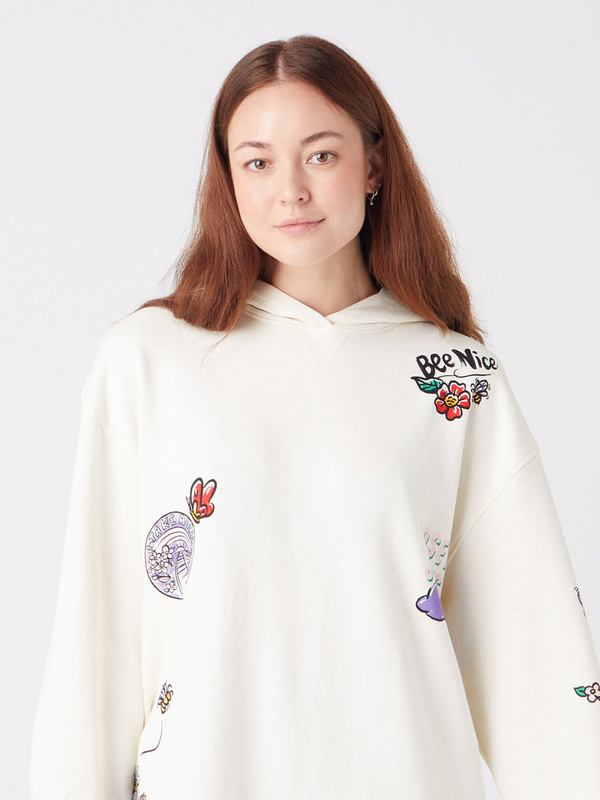 WRANGLER OVERSIZED HOODIE DAMSKA BLUZA WZORKI VANILLA W6S8FAC11 112324127