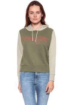 BLUZA WRANGLER DAMSKA KABEL HOODIE DUSTY OLIVE W6078HQ45 112130447