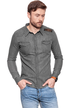 LEE WESTERN SHIRT SLIM GREY WASH L643KEFU 