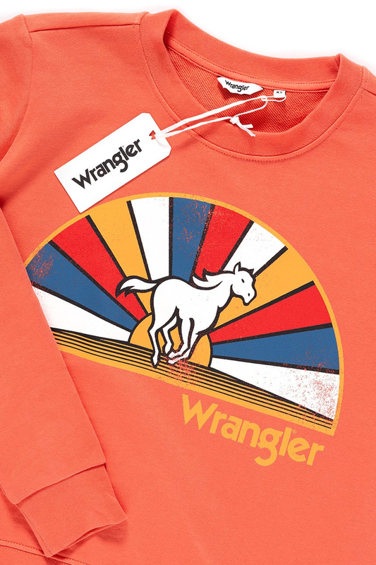 BLUZA WRANGLER DAMSKA REGULAR SWEAT GLOW ORANGE W6077HQ48 112130440