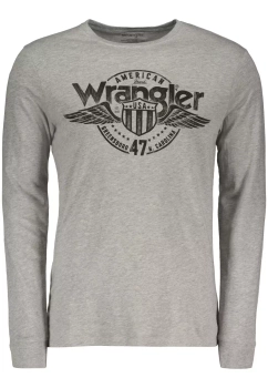 WRANGLER LS AMERICANA TEE MĘSKA KOSZULKA Z DŁUGIM RĘKAWEM LOGO MID GREY MELANGE W7JBD3X37 112144830