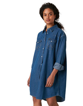 WRANGLER DENIM WESTERN DRESS MID DAMSKA SUKIENKA INDIGO W9P6LWX8E 112132457