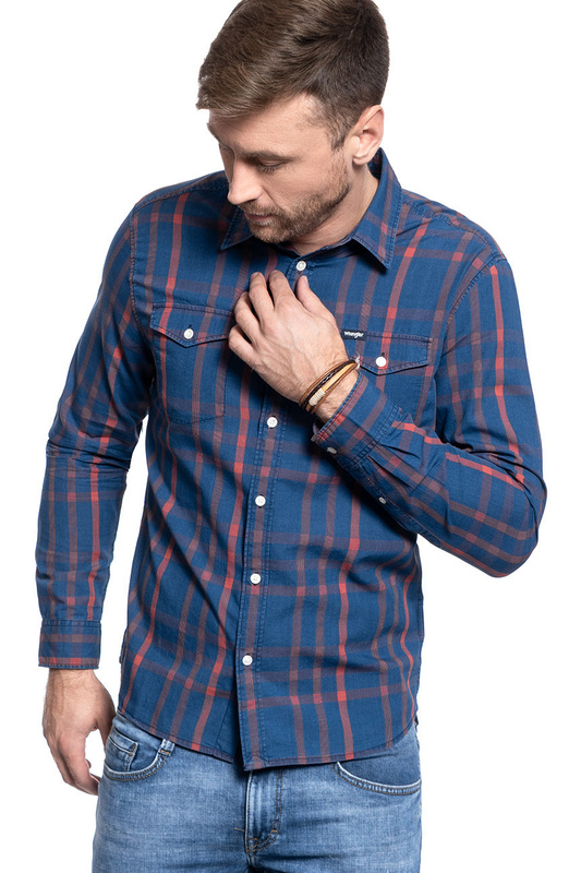 KOSZULA MĘSKA WRANGLER LS 2PKT FLAP SHIRT FORMULA RED W5A56CXWO 112130054