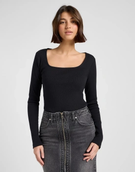 DAMSKA KOSZULKA LEE LS SQUARE NECK BLACK 112370951