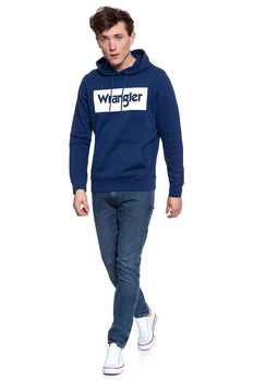 BLUZA WRANGLER LOGO HOODIE BLUE DEPTHS W641HYXJY 112130474