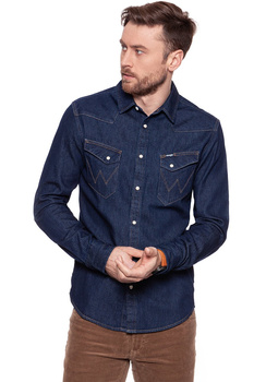 KOSZULA JEANSOWA MĘSKA WRANGLER WESTERN DENIM SHIRT DRY INDIGO W59421DZ0 112129744