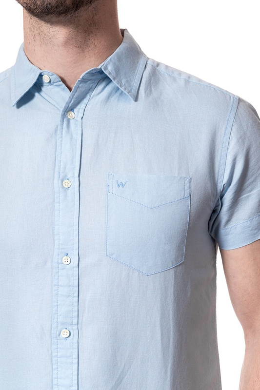 KOSZULA MĘSKA KRÓTKI RĘKAW WRANGLER SS 1 PKT SHIRT CHAMBRAY BLUE W5860LOUV 112129514