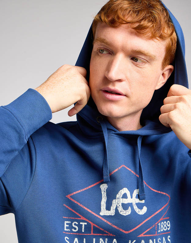 LEE MĘSKA BLUZA Z KAPTUREM LEE HOODIE DRAMA NAVY 112349514