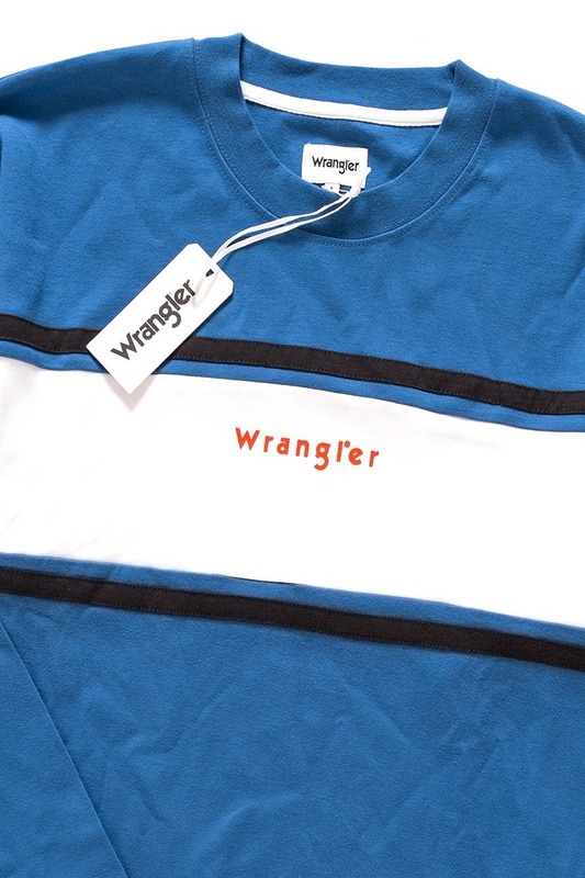 BLUZA WRANGLER COLORBLOCK CREW SWEATER TURKISH SEA W6599IH86 112130639