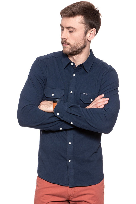 KOSZULA WRANGLER LS 2 PKT FLAP SHIRT NAVY W5996K735 112129909