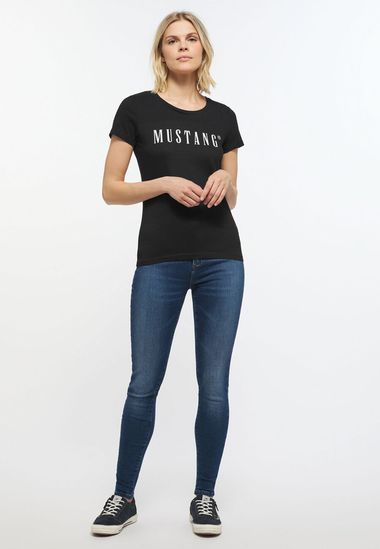 MUSTANG Alina C Tee Logo Damski T-shirt Koszulka Black 1013222 4142